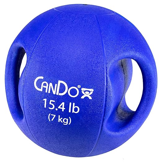 CanDo Molded Dual-Handle Medicine Ball for Strength Training, Core Workouts, Warmups, Cardio, and Plyometrics with Handles for Home and Clinic Use