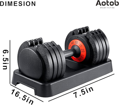 AOTOB 25/55 lbs (Pair) Adjustable Dumbbell Set, Dumbbells Adjustable Weight with Anti-Slip Fast Adjust Turning Handle, Dumbbell Sets Adjustable for Men and Women, Dumbbells Pair for Home Gym Exercise