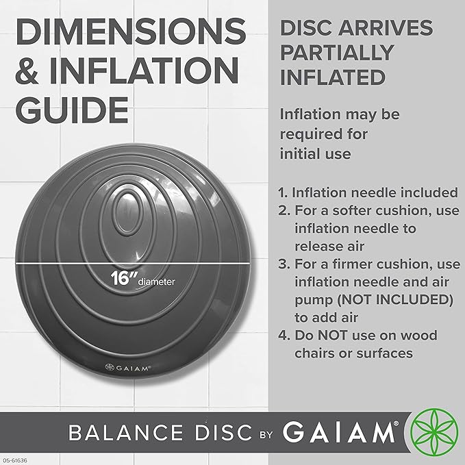 Gaiam Balance Disc Wobble Cushion Stability Core Trainer for Home or Office Desk Chair & Kids Alternative Classroom Sensory Wiggle Seat