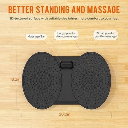 Standing Desk Mat Balance Board Anti Fatigue Wobble Floor Mat Stand up Desk Accessory with Foot Massage for Office Fitness Workout and Stress Relief (Black, 20.3x13.2")