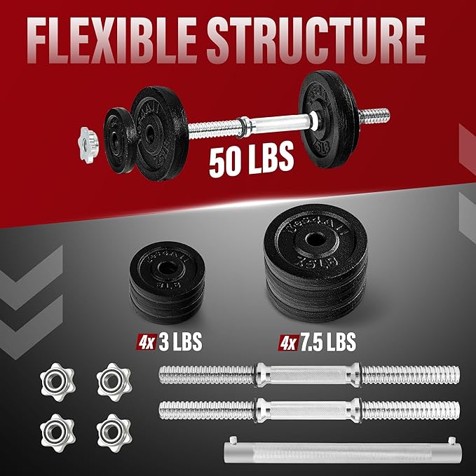 Yes4All Adjustable Dumbbell Set with Weight Plates, Star Lock Collars/Connector, 40lbs to 200lbs Adjustable Weight Plates Set