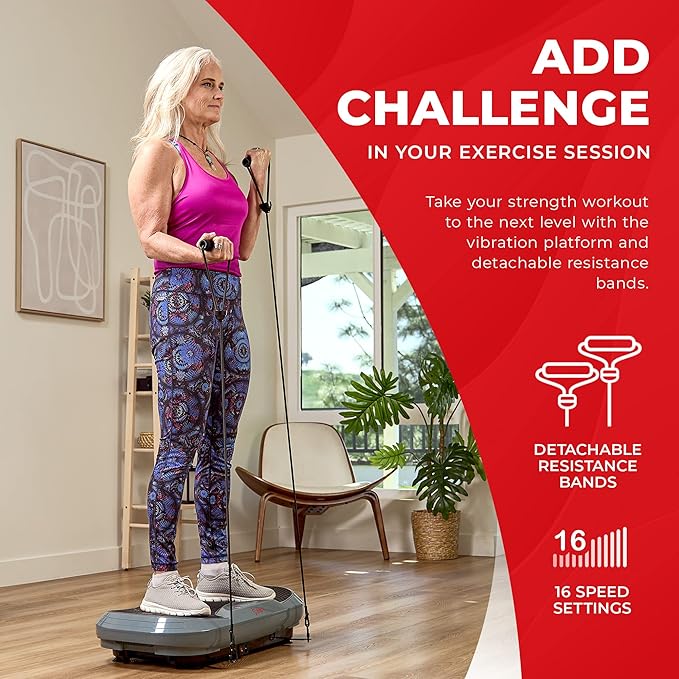 Sunny Health & Fitness Vibration Plate Exercise Machine, Full Body Vibrate Platform for Lymphatic Drainage with Multiple Speeds and Modes, Vibrating Plate Machine for Tension Relief & Weight Loss