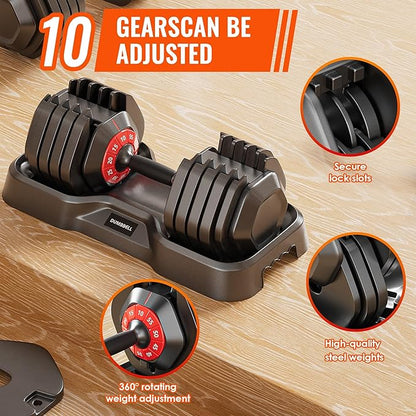 55 LB Adjustable Dumbbell Set for Men Women (10 Gears/10-55LB) Gears/10-55LB)