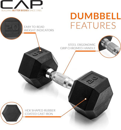 CAP Barbell Coated Dumbbell Set | 50lbs, 100lbs, 150lbs | Multiple Options