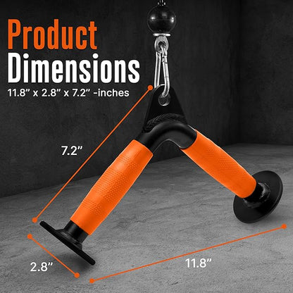 SQUATZ V-shape Triceps Pushdown Bar - Non-Slip Handle Cable Attachment with Textured Knurling Handles, Fit Nicely for all Cable Machine Systems, for Muscle Building, Exercises Triceps Back Muscles