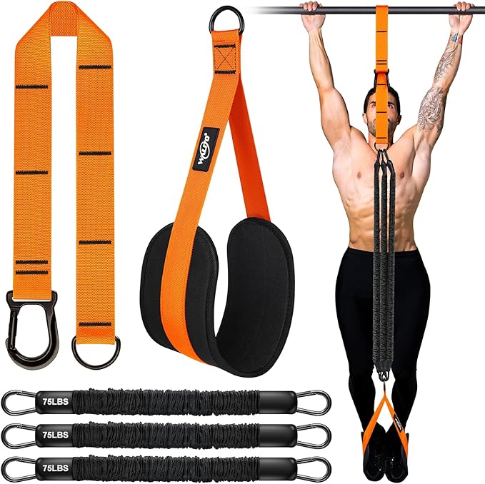 Pull Up Assistance Bands, Heavy Duty Assisted Pull Up Bands for Pull Up Assist, Adjustable Weight/Size with Fabric Feet Mats, Upgrade Pull Up Assist Bands for Strength Training