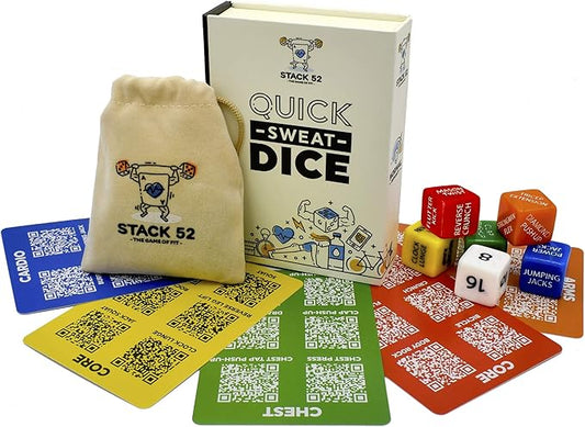 Quick Sweat Fitness Dice. Bodyweight Exercise Workout Game. Designed by a Military Fitness Expert. Video Instructions Included. No Equipment Needed. Burn Fat Build Muscle.