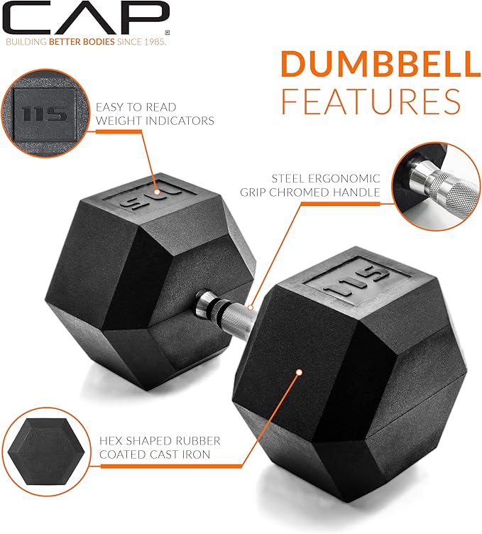 CAP Barbell Coated Hex Dumbbell Weight