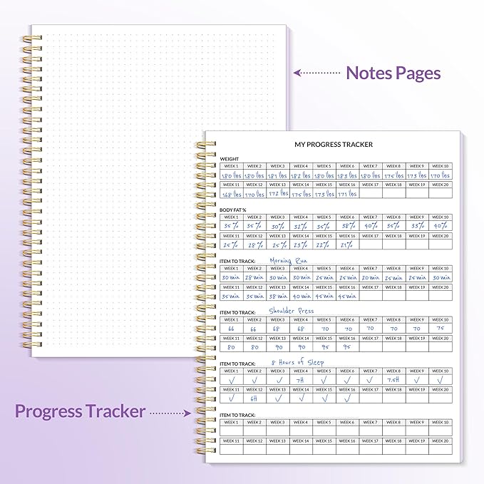 Fitness Journal Workout Planner for Men & Women, A4(8.5" x 11") Workout Journal Log Book Planner for Track Gym Essentials, Home Workouts, Track Progress, Achieve Goals, Purple