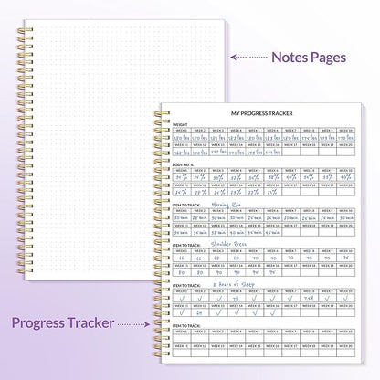 Fitness Journal Workout Planner for Men & Women, A4(8.5" x 11") Workout Journal Log Book Planner for Track Gym Essentials, Home Workouts, Track Progress, Achieve Goals, Purple