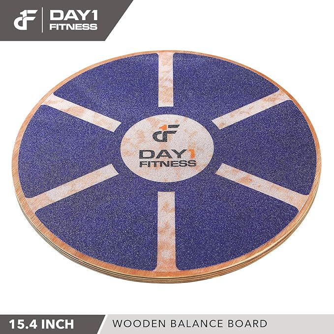 Day 1 Fitness Balance Board, 15.4” 360° Rotation, for Balance, Coordination, Posture - Large, Wooden Wobble Boards with 18° Tilting Angle for Workouts - Premium Core Trainer Equipment