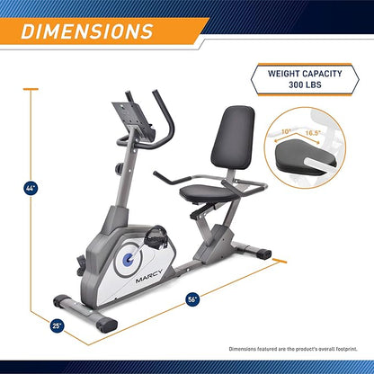 Marcy Magnetic Recumbent Exercise Bike with 8 Resistance Levels