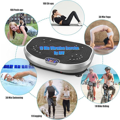 AXV Vibration Plate Exercise Machine Whole Body Workout Power Vibrate Fitness Platform Vibrating Machine Exercise Board for Weight Loss Shaping Toning Wellness Home Gyms Workout