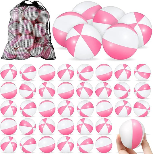 Hungdao 50 Pcs Beach Stress Balls 2.5 Inch Mini Beach Ball Stress Ball Relief Stress Ball Swimming Pool Game Toy Foam Sports Ball with Storage Bag for School Carnival Reward Birthday Party