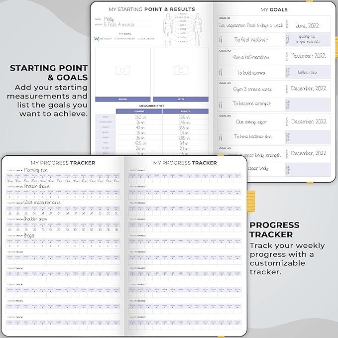 Clever Fox Fitness & Food Journal – Nutrition & Workout Planner for Women & Men – Diet & Gym Exercise Log Book with Calendars, Diet & Training Trackers - Undated, A5 Size, Hardcover (Black)