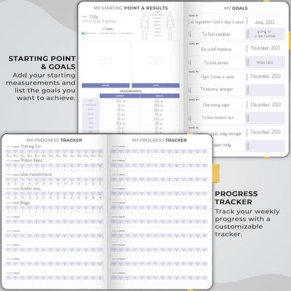 Clever Fox Fitness & Food Journal – Nutrition & Workout Planner for Women & Men – Diet & Gym Exercise Log Book with Calendars, Diet & Training Trackers - Undated, A5 Size, Hardcover (Black)