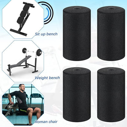 Deekin 8 Pieces Foam Foot Pads Rollers Set High Density Foam Roller for Gym Exercise Machines Equipment Replacements Exercise Massage Muscle Recovery, Foam 6.3" x 3.4" OD x 0.87" ID