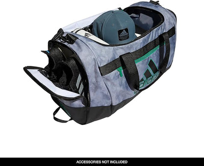 adidas Unisex Adult Defender 4 Medium Duffel Bag, Stone Wash Grey/Black/Court Green, One Size