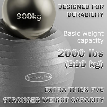 Anti-Burst and Slip Resistant Exercise Ball Yoga Ball Fitness Ball Birthing Ball with Quick Pump, 2,000-Pound Capacity, Multiple Colors and Sizes