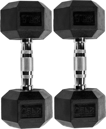 Signature Fitness Premium Rubber Encased Hex Dumbbell, Pairs