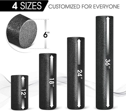 Yes4All High-Density Foam Roller for Back Pain Relief, Yoga, Exercise, Physical Therapy, Muscle Recovery & Deep Tissue Massage - 12, 18, 24, 36 inch