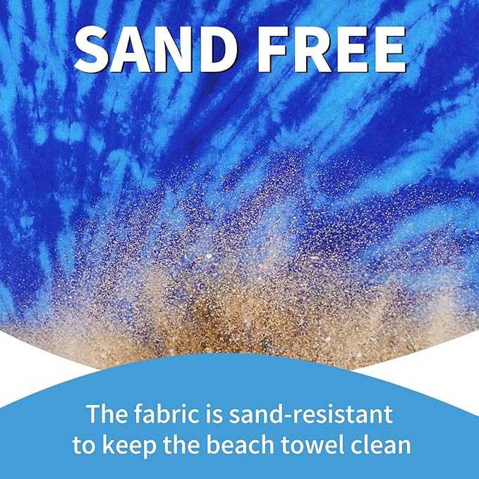 2 Pack Lightweight Thin Beach Towel Oversized 71"x32" Big Extra Large Microfiber Sand Free Towels for Adult Quick Dry Travel Camping Beach Accessories Vacation Essential Gift Blue Tie Dye Turtle