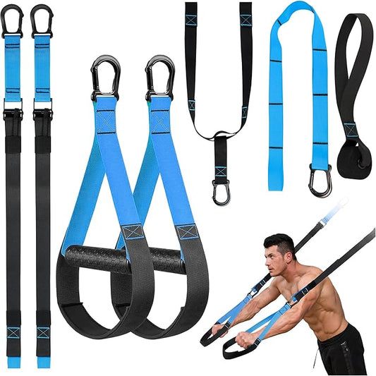 Resistance Trainer Exercise Straps, Home Resistance Training Kit with Handles, Door Anchor and Carrying Bag for Home Gym, Bodyweight Resistance Workout Straps for Indoor & Outdoor