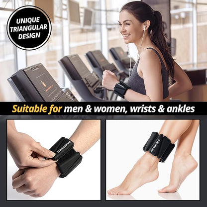 Wrist & Ankle Weights, Adjustable Bands for Women & Men Workouts, Set of 2 (1lb or 2lb each / 1kg or 2kg total). For Running, Jogging, Walking, Yoga, Dance, Pilates, Aerobics, Strength Training