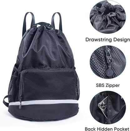 Swim Bag Beach Backpack Sports Drawstring Backpack - Gym Bag - Kids Swim Backpack Mens Beach Bag, Workout Bag