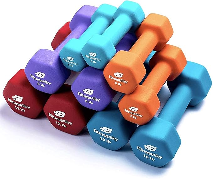 Neoprene Workout Dumbbells - Non Slip, Anti Roll Exercise & Fitness Dumbbells Combo - Hex Shaped Hand weights for Men & Women - Ideal for Home and Gyms training