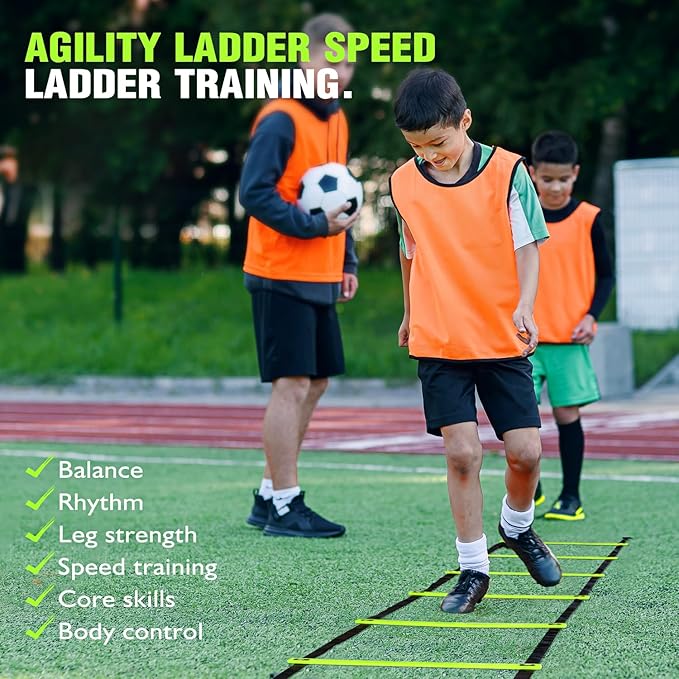 Agility Training Equipment 20ft Agility 4 Hurdles, 12 Soccer