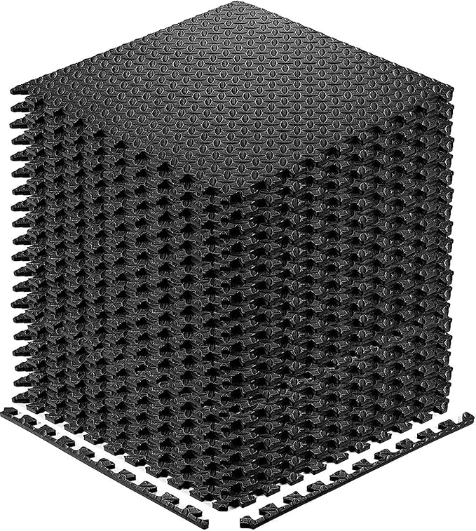 Exercise Mats Puzzle Foam Mats Gym Flooring Mat Cover 20 SQ.FT Interlocking Foam Mats with EVA Foam Floor Tiles for Home Gym Equipment Workouts (20pcs Black Exercise Mats)