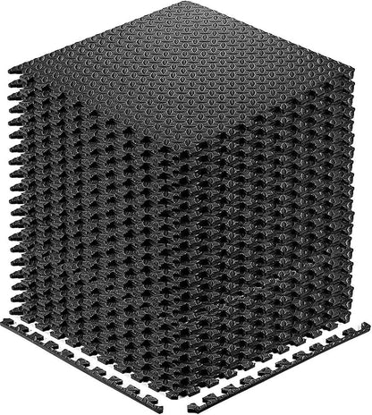 Exercise Mats Puzzle Foam Mats Gym Flooring Mat Cover 20 SQ.FT Interlocking Foam Mats with EVA Foam Floor Tiles for Home Gym Equipment Workouts (20pcs Black Exercise Mats)