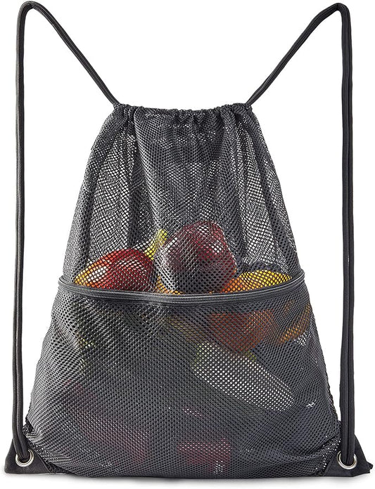 COVAX Heavy Duty Mesh Drawstring Bag, Sport Equipment Storage Bag for Beach, Swimming