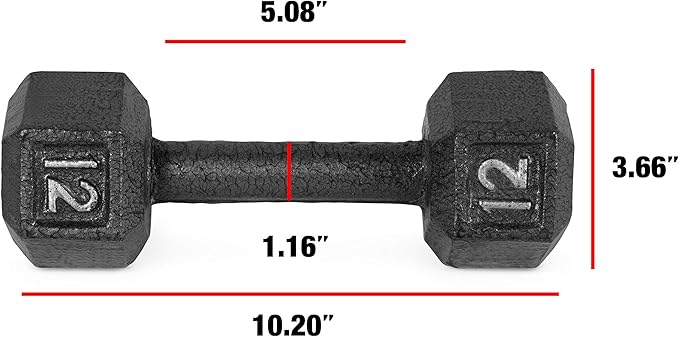 CAP Barbell Black Cast Iron Hex Dumbbell | 5-120 LBs | Single or Pair