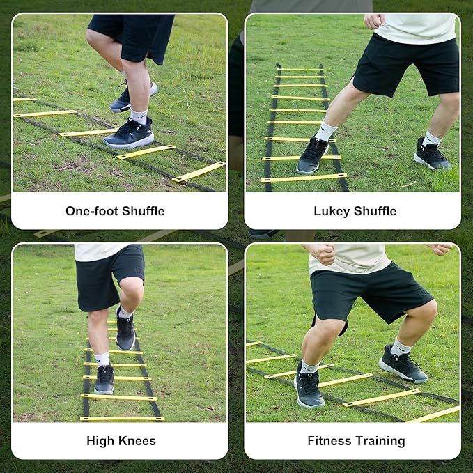 Soccer Training Equipment Set 20 Feet 12 Rungs 5 Resistance