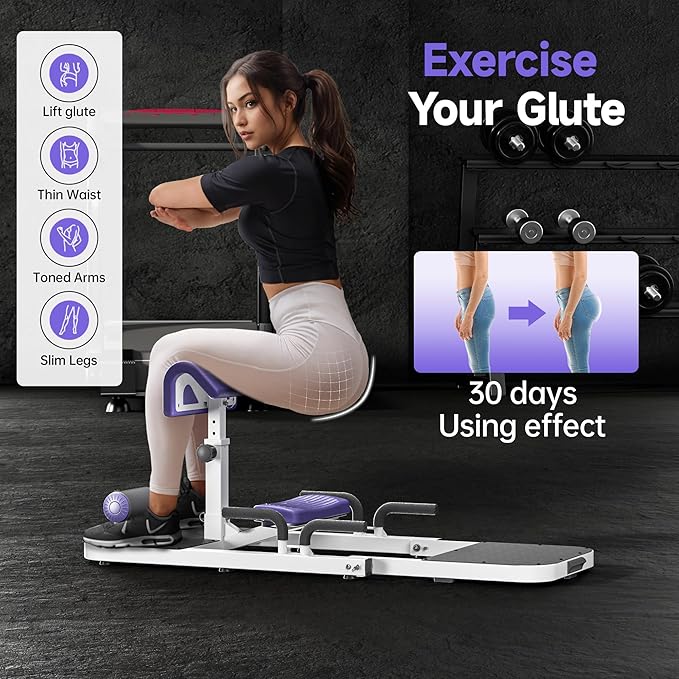 Hip Thrust Machine with High Resistance and Protectors Pad - 3D High Density Polyurethane Cushion - Premium Squat for at Home Gym-Comes with Handles to Exercise Your Arms