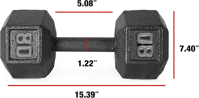 CAP Barbell Black Cast Iron Hex Dumbbell | 5-120 LBs | Single or Pair