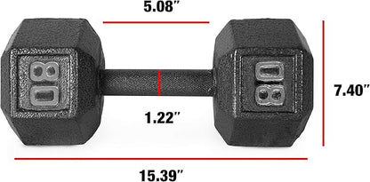 CAP Barbell Black Cast Iron Hex Dumbbell | 5-120 LBs | Single or Pair