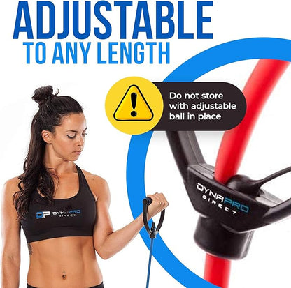 DYNAPRO Exercise Resistance Bands, Adjustable Length, Comfort Handles, Professional Quality, Anti-Snap. Great for Workouts, Physical Therapy, Yoga