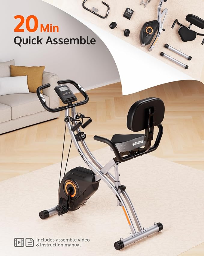 YOSUDA Folding Exercise Bike - Foldable Stationary Bike for Home Gym Workout