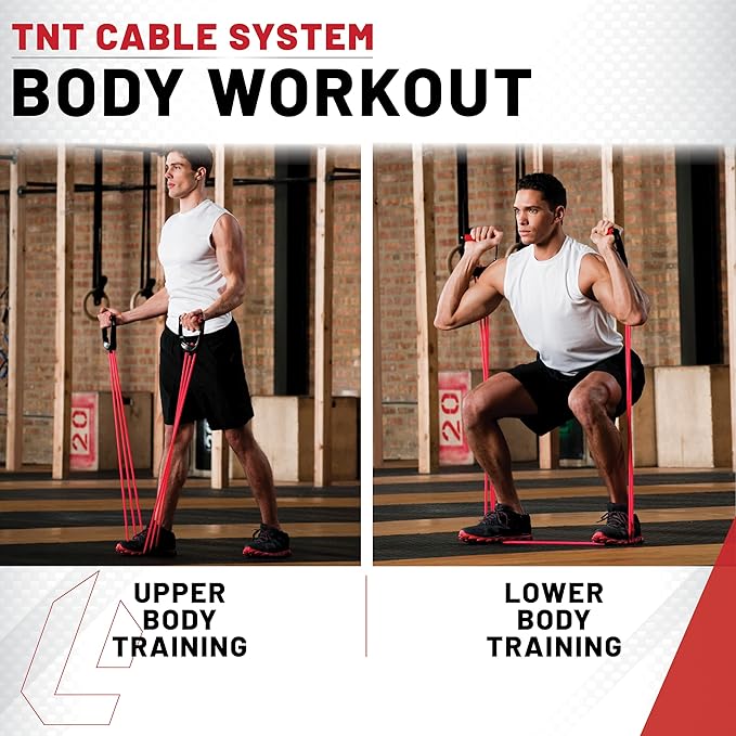 Lifeline TNT Resistance Cable System Workout Bands 120 lbs Fully Adjustable with Handles and Door Anchor Pink