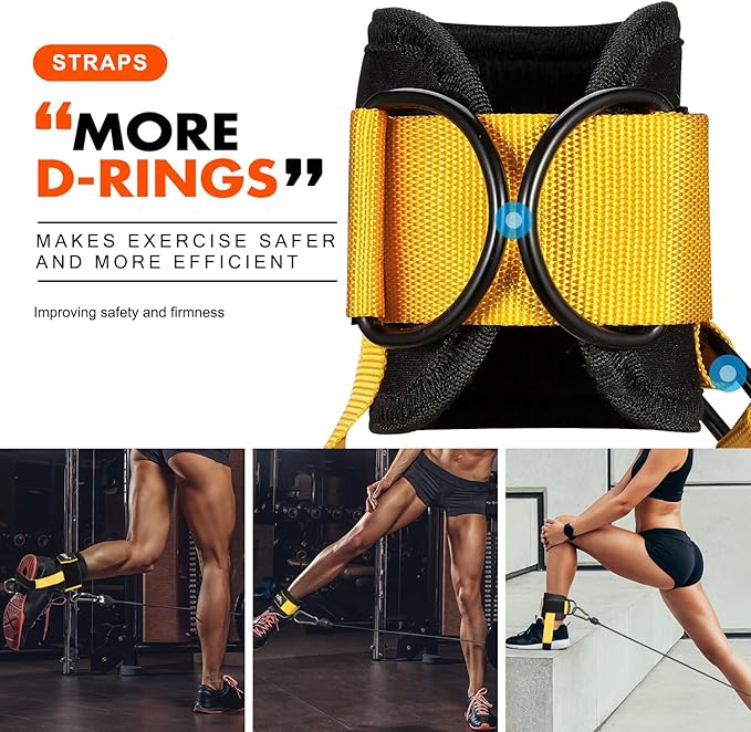 Ankle Strap for Cable Machine, Padded Ankle Straps for Cable Machine Kickbacks, Glute Workouts, Leg Extensions, Curls, Booty Hip Abductors Exercise, Adjustable Comfort Ankle Cuff for Gym