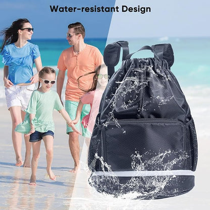 Swim Bag Beach Backpack Sports Drawstring Backpack - Gym Bag - Kids Swim Backpack Mens Beach Bag, Workout Bag