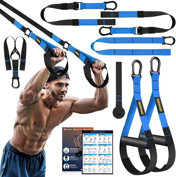 Home Resistance Training Kit, Bodyweight Resistance Straps for Full-Body Workout, 2 Adjustable Workout Straps with Handles, Door Anchor, Supports Up to 500Lbs, All-in-ONE Home Gym Equipment