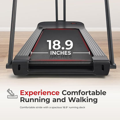 Sunny Health & Fitness Endurance Cardio Running Walking Treadmill with Extended Safety Handrails, Low-Impact, Low Wide Deck and SunnyFit® App Enhanced Bluetooth Connectivity SF-T722062