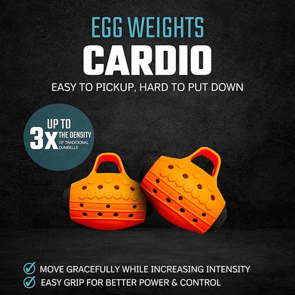 Cardio Ultra-Dense Metal Alloy Hand Weights With Anti-Slip Finger Loop Set of 2 for Yoga, Fitness Training for Men and Women - 2.0 lbs (Without Bag, Orange) + Free E-Book Workout Guide