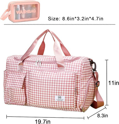 Small Gym Bag for Women, Travel Duffle Bag Carry On Weekender Bag with Shoe Compartment