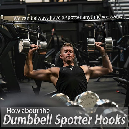 Dumbbell Spotter Hooks Barbell Attachment: for Shoulder and Chest Bench Press Hanging Dumbbells to Barbells Safety Hanger Attachment Improve Strength Performance