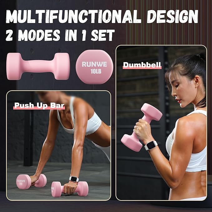 RUNWE Dumbbells Set of 2 - Cast Iron Dumbbell Pairs Options for 1 3 5 7 OR 10 LB Each, Hand Weights Sets Exercise & Fitness Dumbbell Free Weights for Child, Women, Men (Sold in One Pair Not All Sets)